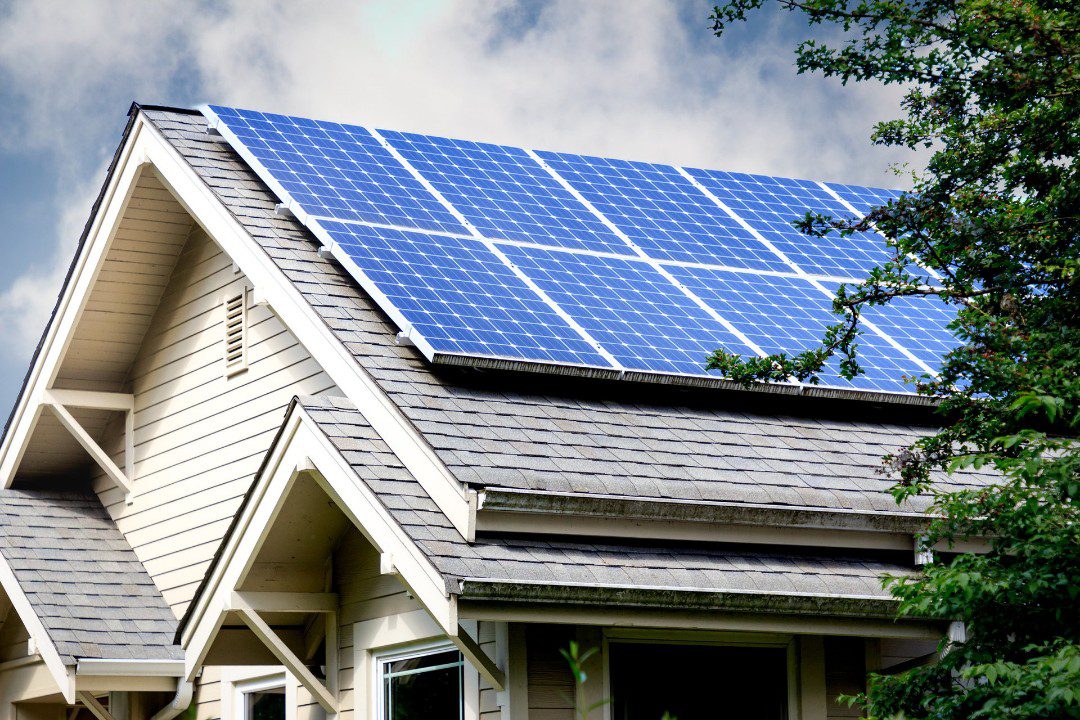 Roof with solar panels safely installed to prevent damage