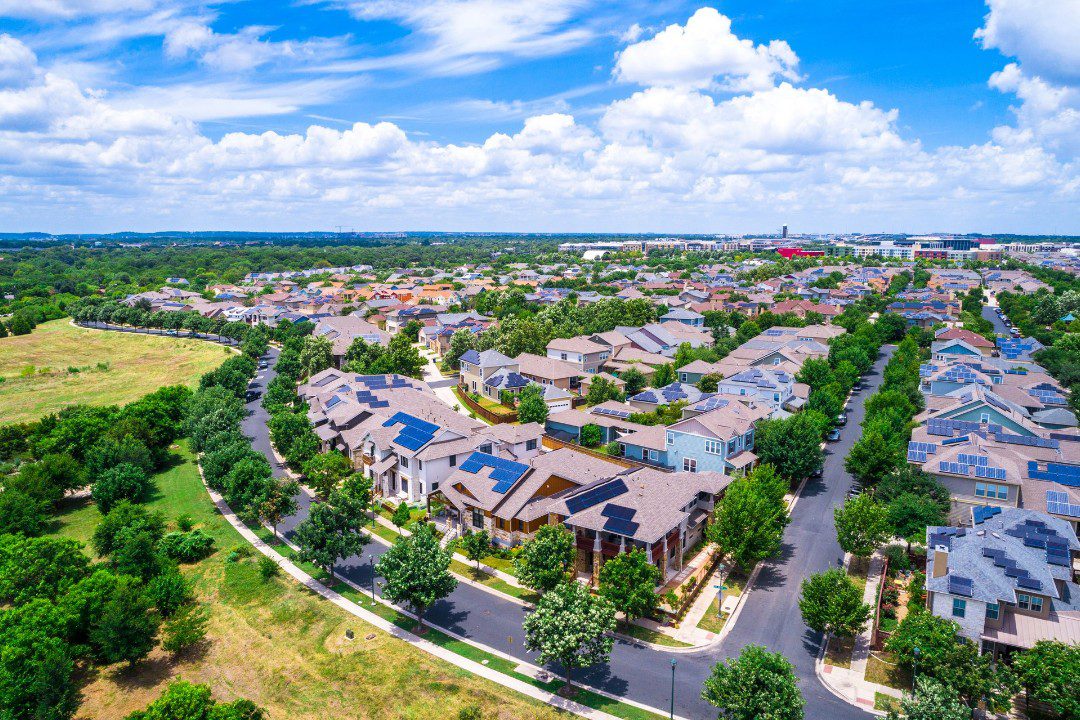 Residential community with solar panels